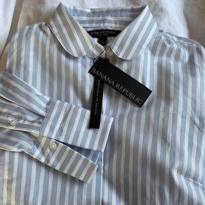Blue and White Striped Women's Shirt by Banana Republic, 2